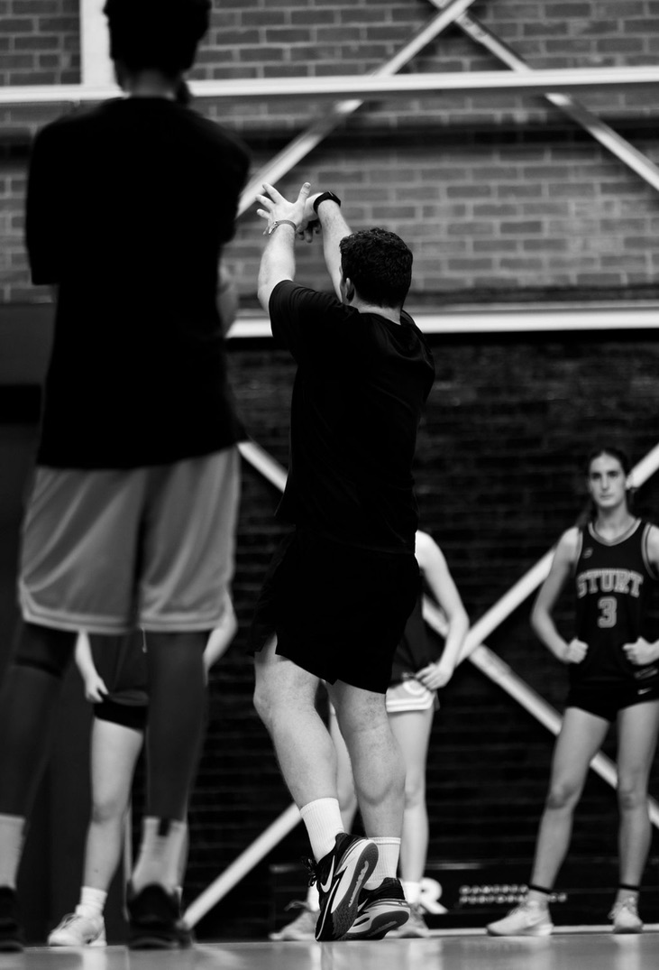 Jono Hansford demonstrating shooting mechanics